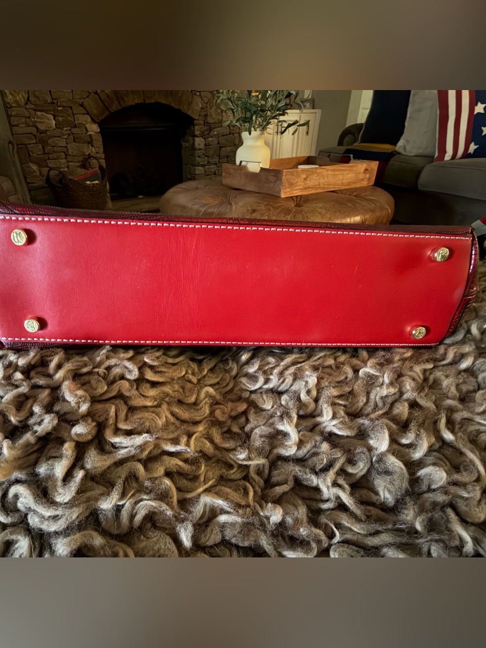 Frances Valentine Red Structured Frame-Top Shoulder Bag - Picture 5 of 5